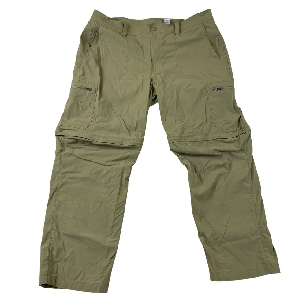 LL Bean Mens 40x30 Convertible Hiking Pants Olive Green Zip Off Cargo 506423
